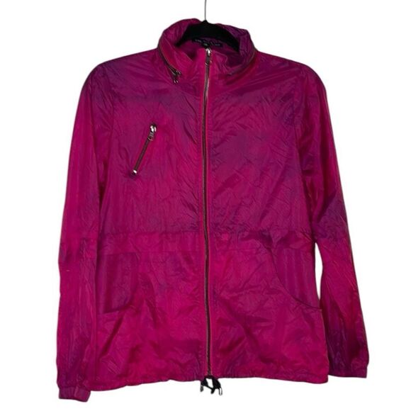 Saks Fifth Avenue Windbreaker Jacket with Hidden Hood and Travel Pouch - Picture 2 of 13